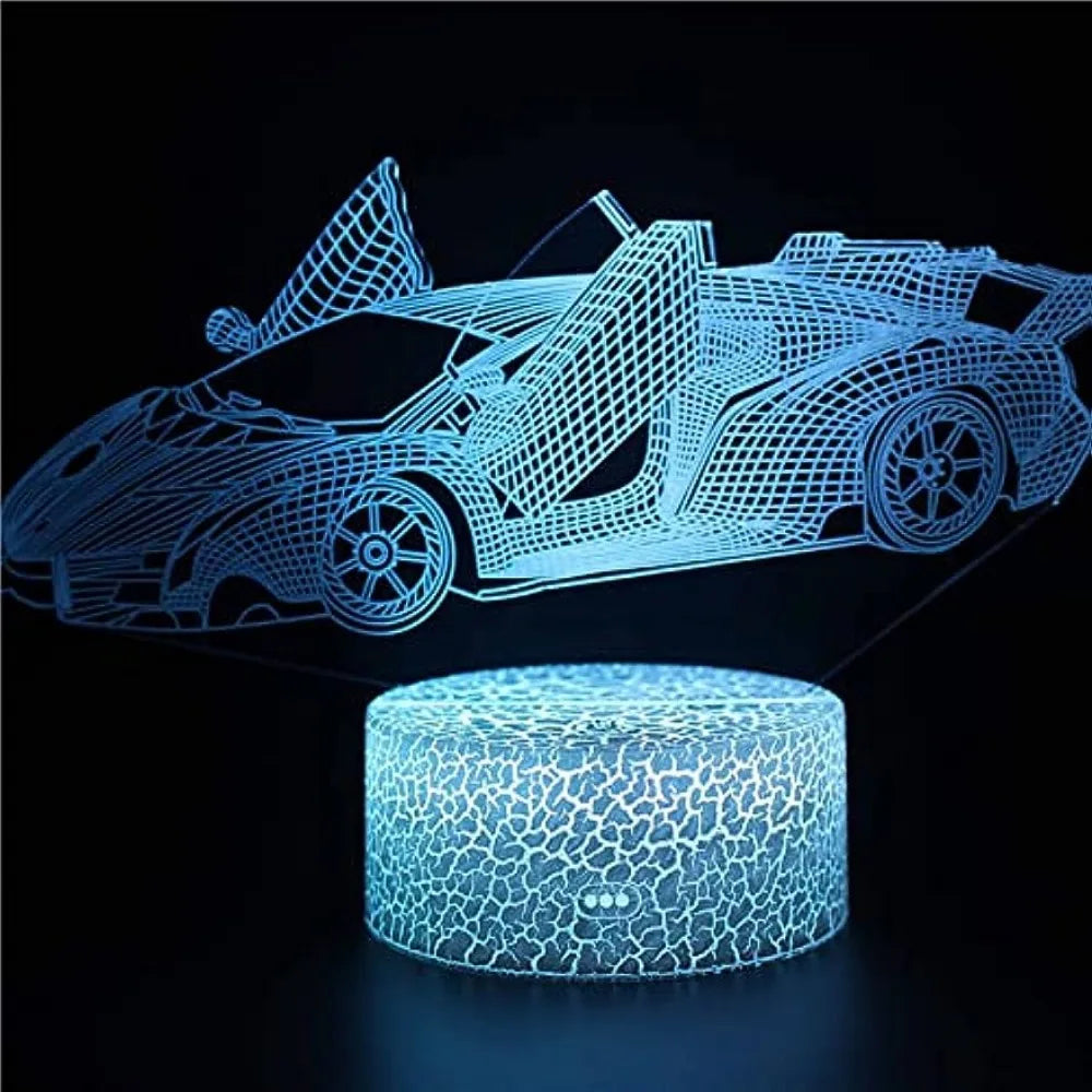 Car Night Light Racing Car 3D LED Illusion Lamp Perfect for Car Lovers & Enthusiasts