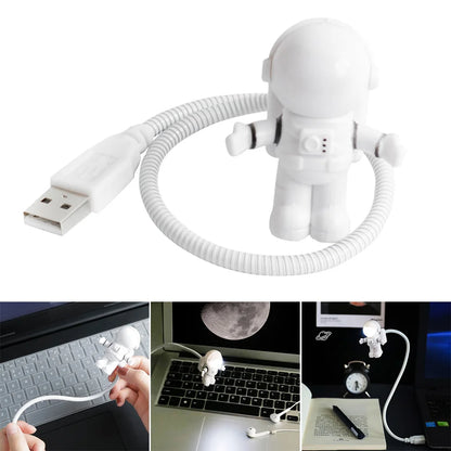 USB LED Astronaut Desk Lamp – Flexible 5V Nightlight for Reading, Space Man Decoration, and Laptop Use