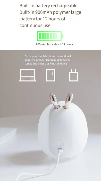 Enchanting Deer & Rabbit LED Night Light – Soft Silicone, Dimmable & USB Rechargeable | Cozy Gift for Kids' Bedrooms