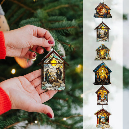 Charming 2D Acrylic Nativity Sun Catcher - Handmade Stained Glass Window Decoration