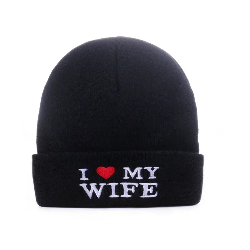 Cozy Love Beanie, I Love My Husband, I Love My Wife. Warm Knitted Winter Hat | Soft Embroidered Cable Knit Cap for Men and Women