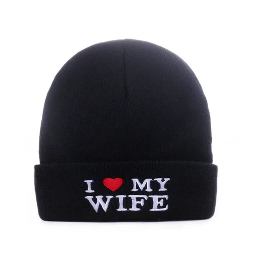 Cozy Love Beanie, I Love My Husband, I Love My Wife. Warm Knitted Winter Hat | Soft Embroidered Cable Knit Cap for Men and Women