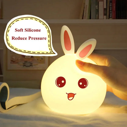 Cute Rabbit Color-Changing Night Light – Voice-Activated Clap Lamp | Perfect for Baby Feeding, Kids’ Bedrooms & Christmas Gifts