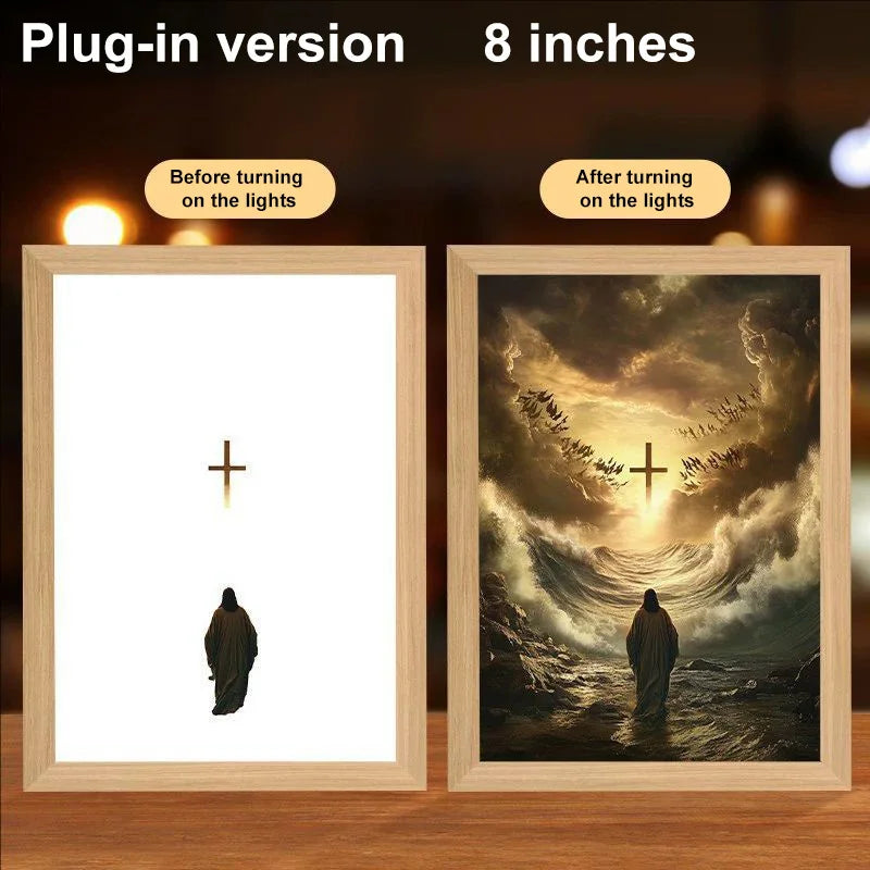 LED Light Frame, 4D Luminous Wall Art | Faith-Inspired Decor for Home and Bedroom