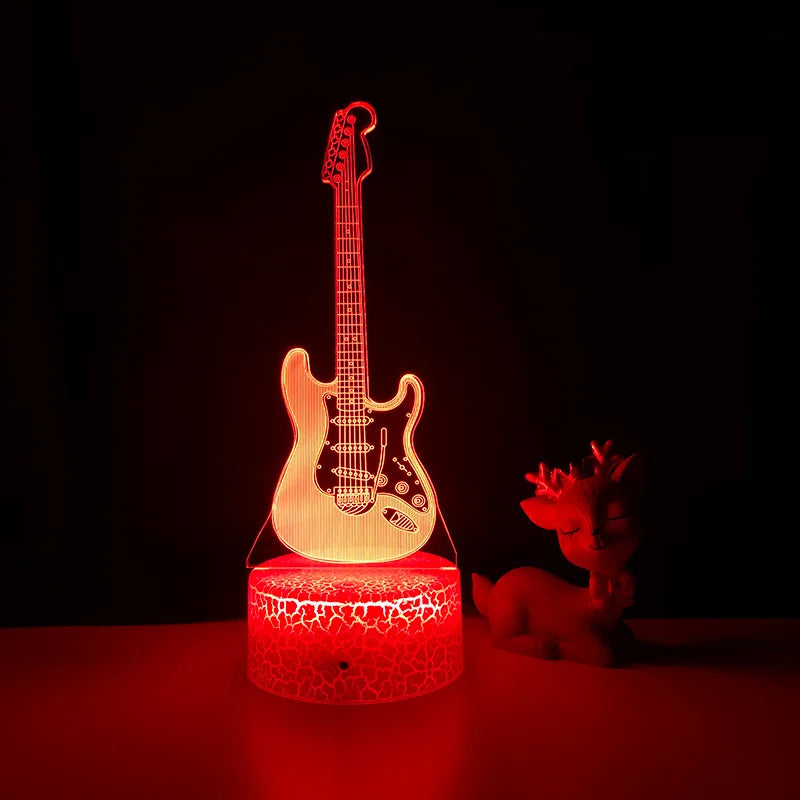 3D Electric Guitar Night Light – Kids' Bedroom Lamp with USB & Battery Options | Perfect Christmas & Birthday Gift