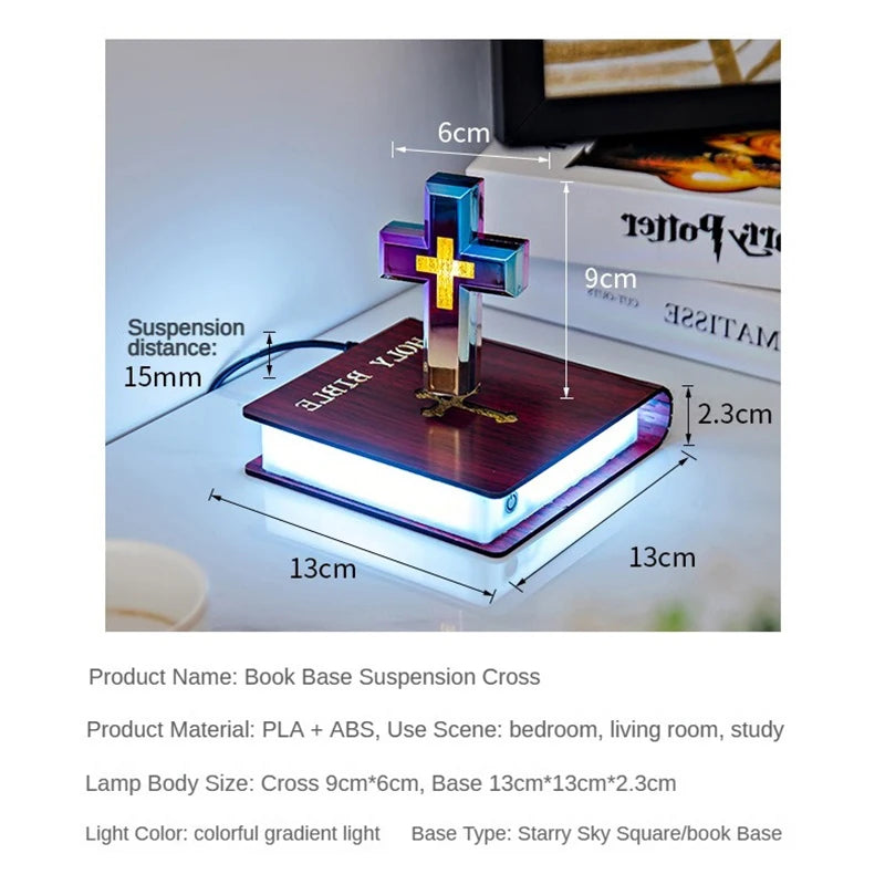 Magnetic Levitating Cross – Floating Christian Cross LED Night Light Desktop Decoration