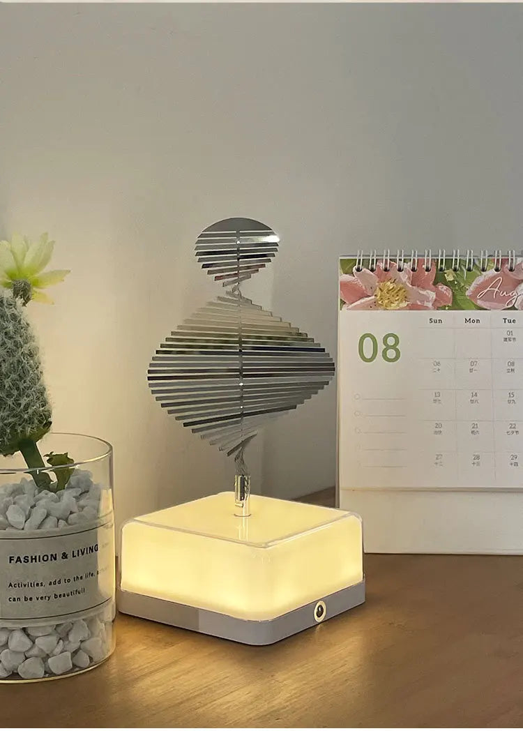 Rechargeable 16-Color 3D Dreamy Rotating Bedside Night Light with Either Remote or Mobile App Control – Perfect Atmosphere Creator & Gift