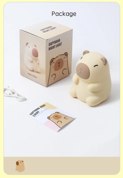 Cute Capybara Night Light, Color-Changing Silicone Lamp | Rechargeable Touch Bedside Light for Kids