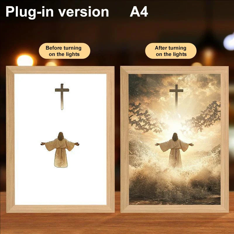 LED Light Frame, 4D Luminous Wall Art | Faith-Inspired Decor for Home and Bedroom