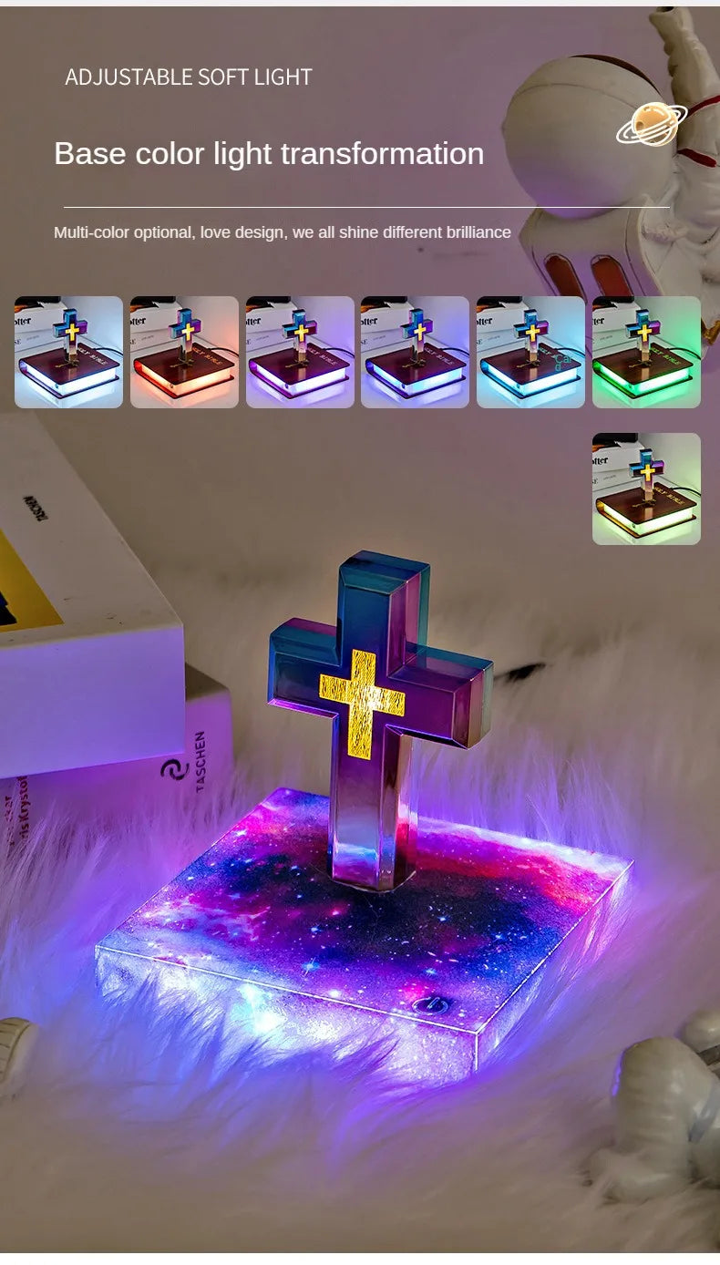 Magnetic Levitating Cross – Floating Christian Cross LED Night Light Desktop Decoration