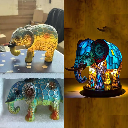 Creative Animal Table Lamp Series – Loong, Lion, Wolf, Elephant, Horse, Unicorn Resin Ornaments Crafts Decoration