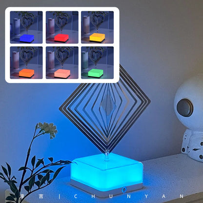 Rechargeable 16-Color 3D Dreamy Rotating Bedside Night Light with Either Remote or Mobile App Control – Perfect Atmosphere Creator & Gift