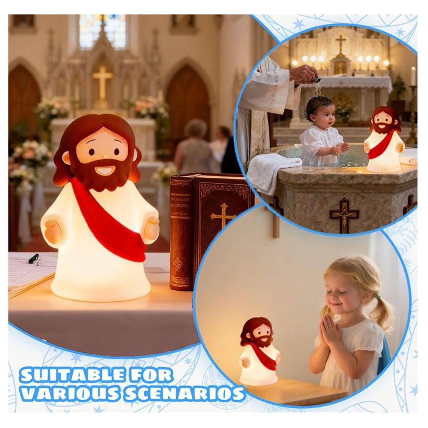 Night Light, Rechargeable Bedside Lamp | Soft Dimmable LED Faith Gift for Kids and Families