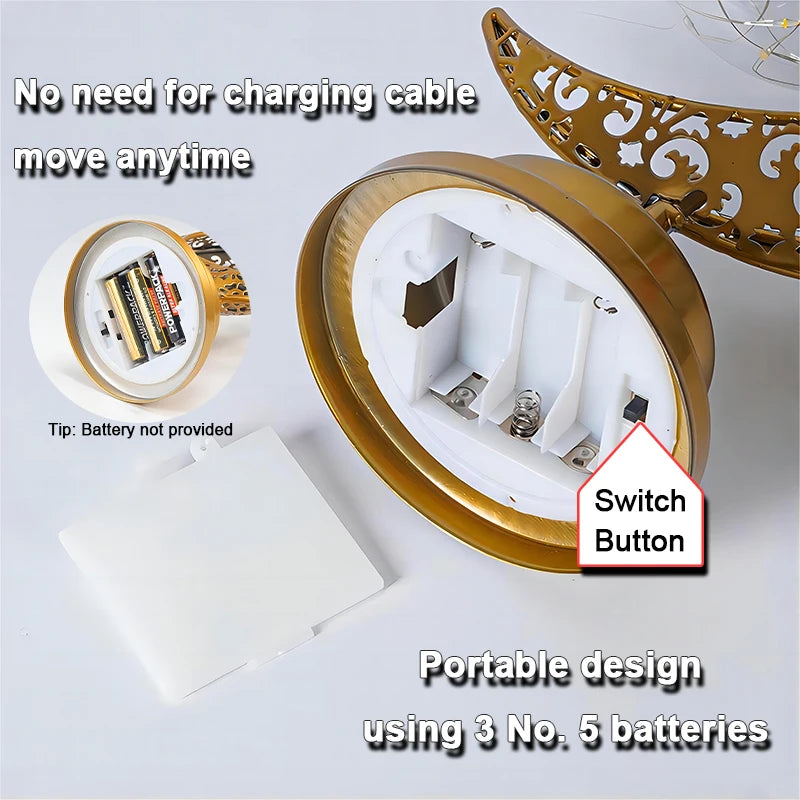 Eid Mubarak Star Moon Light Bedroom LED Table Lamp Oh oh Perfect for Celebrating Eid, Ramadan, and Special Occasions