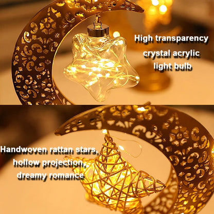 Eid Mubarak Star Moon Light Bedroom LED Table Lamp Oh oh Perfect for Celebrating Eid, Ramadan, and Special Occasions
