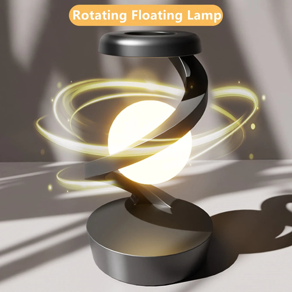 Creative Rotating Floating Table Lamp with 15W Wireless Charger & RGB Night Light – A Unique Gift for Any Occasion - Bilankas.world