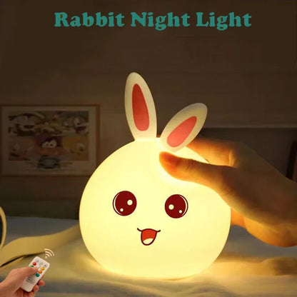 Cute Rabbit Color-Changing Night Light – Voice-Activated Clap Lamp | Perfect for Baby Feeding, Kids’ Bedrooms & Christmas Gifts