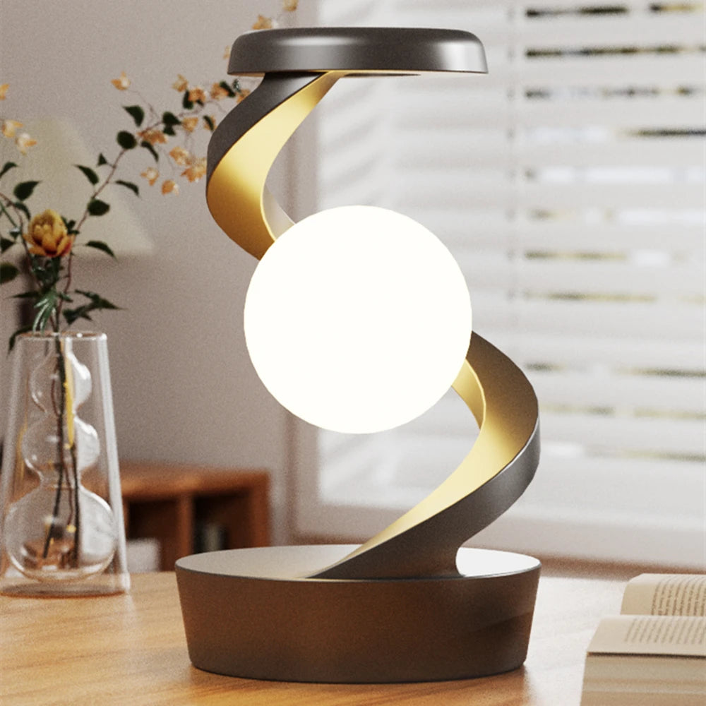 Creative Rotating Floating Table Lamp with 15W Wireless Charger & RGB Night Light – A Unique Gift for Any Occasion - Bilankas.world