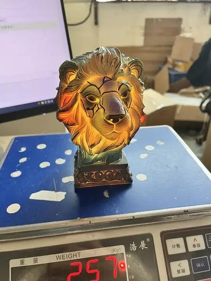 Creative Animal Table Lamp Series – Loong, Lion, Wolf, Elephant, Horse, Unicorn Resin Ornaments Crafts Decoration