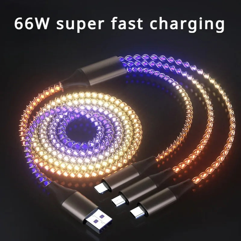 RGB Symphony 66W USB-C Fast Charging Cable with Gradient Lighting