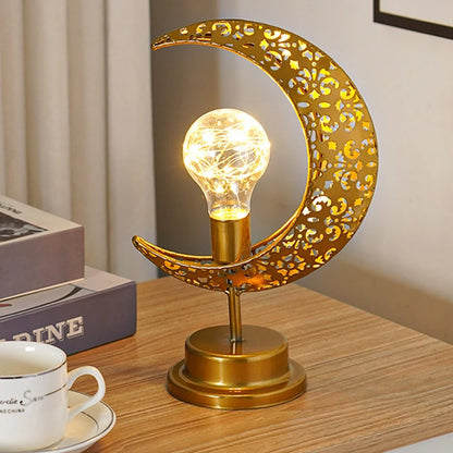 Eid Mubarak Star Moon Light Bedroom LED Table Lamp Oh oh Perfect for Celebrating Eid, Ramadan, and Special Occasions