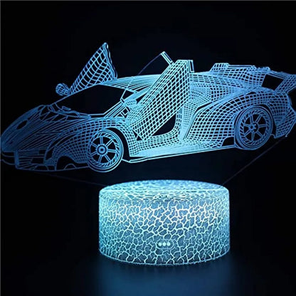 Car Night Light Racing Car 3D LED Illusion Lamp Perfect for Car Lovers & Enthusiasts