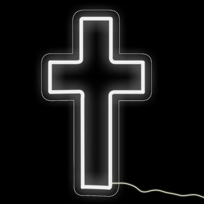 Cross LED Neon Sign, Glass Wall Light | Religious Home & Prayer Room Decor