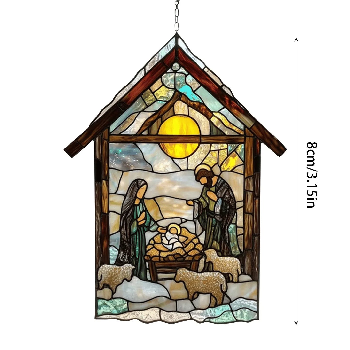 Charming 2D Acrylic Nativity Sun Catcher - Handmade Stained Glass Window Decoration