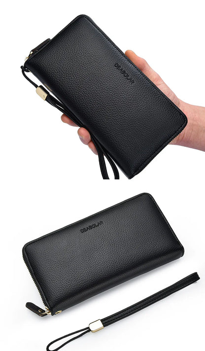 Long-Style Wallet with Zipper – High-Quality PU Leather Card Holder with Large Capacity