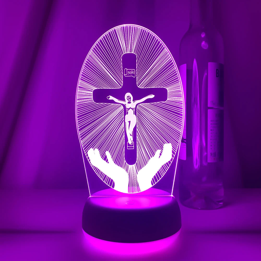 3D Cross LED Night Light – Optical Illusion Desk Lamp for Unique Home Decor and Gifts