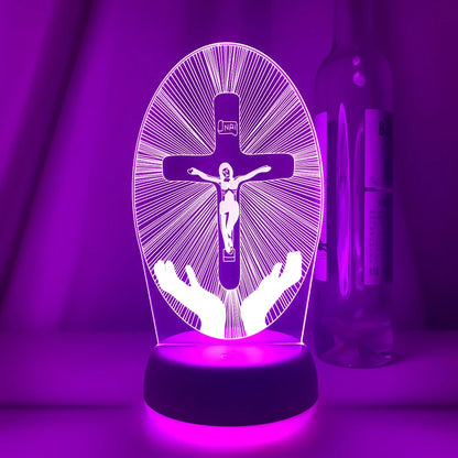 3D Cross LED Night Light – Optical Illusion Desk Lamp for Unique Home Decor and Gifts