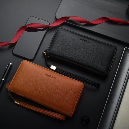 Long-Style Wallet with Zipper – High-Quality PU Leather Card Holder with Large Capacity