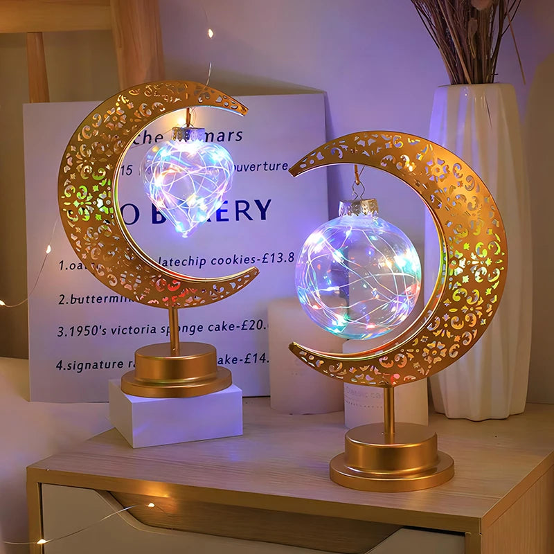 Eid Mubarak Star Moon Light Bedroom LED Table Lamp Oh oh Perfect for Celebrating Eid, Ramadan, and Special Occasions