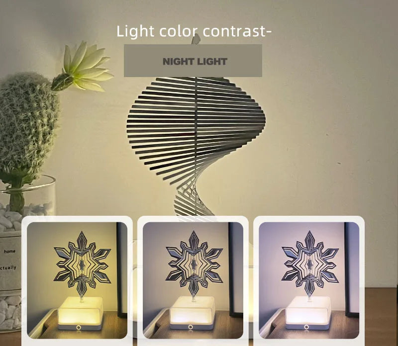 Rechargeable 16-Color 3D Dreamy Rotating Bedside Night Light with Either Remote or Mobile App Control – Perfect Atmosphere Creator & Gift