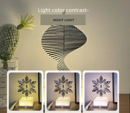 Rechargeable 16-Color 3D Dreamy Rotating Bedside Night Light with Either Remote or Mobile App Control – Perfect Atmosphere Creator & Gift
