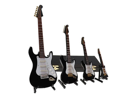 Mini Wooden Electric Guitar Model with Stand - Decorative Musical Instrument Gift Ornament