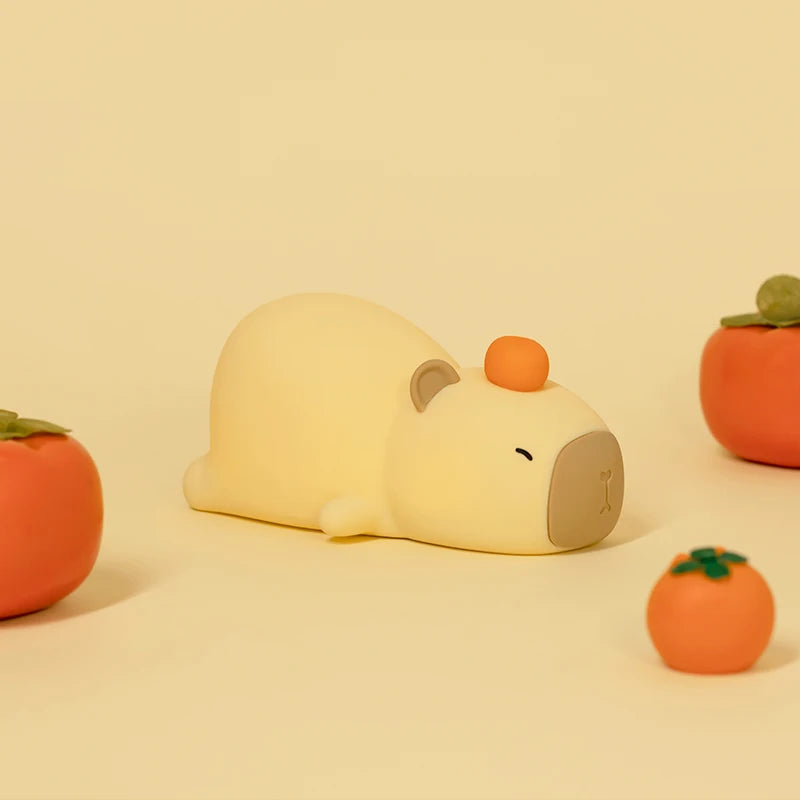 Cute Capybara Night Light, Silicone LED Lamp | USB Rechargeable Dimmable Bedside Light for Kids