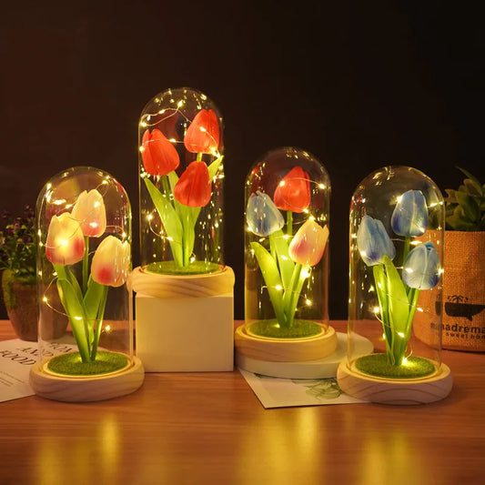 Elegant Tulip LED Nightlight – The Perfect Eternal Flower Decoration and Gift for Women, Ideal for Celebrating Mother’s Day, Valentine’s Day, and Christmas