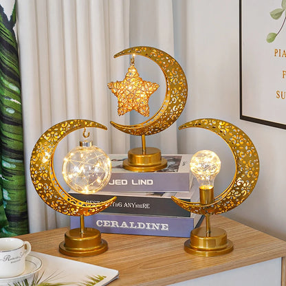 Eid Mubarak Star Moon Light Bedroom LED Table Lamp Oh oh Perfect for Celebrating Eid, Ramadan, and Special Occasions