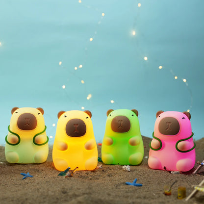 Cute Capybara Night Light, Color-Changing Silicone Lamp | Rechargeable Touch Bedside Light for Kids