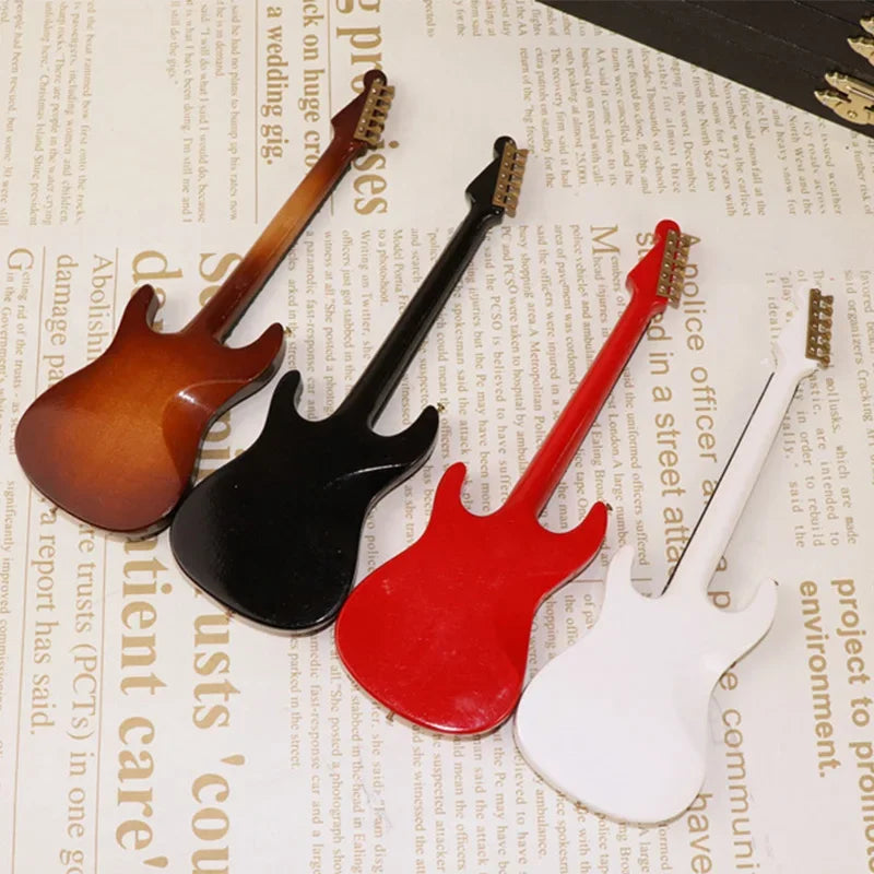 Mini Wooden Electric Guitar Model with Stand - Decorative Musical Instrument Gift Ornament