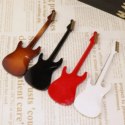 Mini Wooden Electric Guitar Model with Stand - Decorative Musical Instrument Gift Ornament