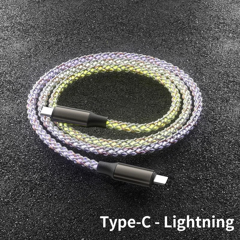 RGB Symphony 66W USB-C Fast Charging Cable with Gradient Lighting