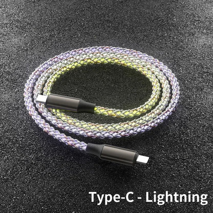 RGB Symphony 66W USB-C Fast Charging Cable with Gradient Lighting