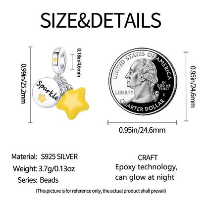 Glowing Elegance: 925 Sterling Silver Charm Beads for 3mm Bracelets – A Radiant Gift Choice