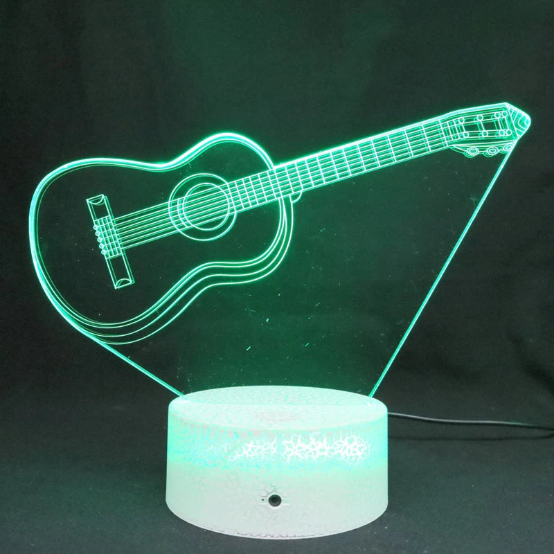 Nighdn 3D Guitar/Music Illusion Night Light – Perfect Gift for Music Lovers | Cool Décor for Home, Office & Bedroom