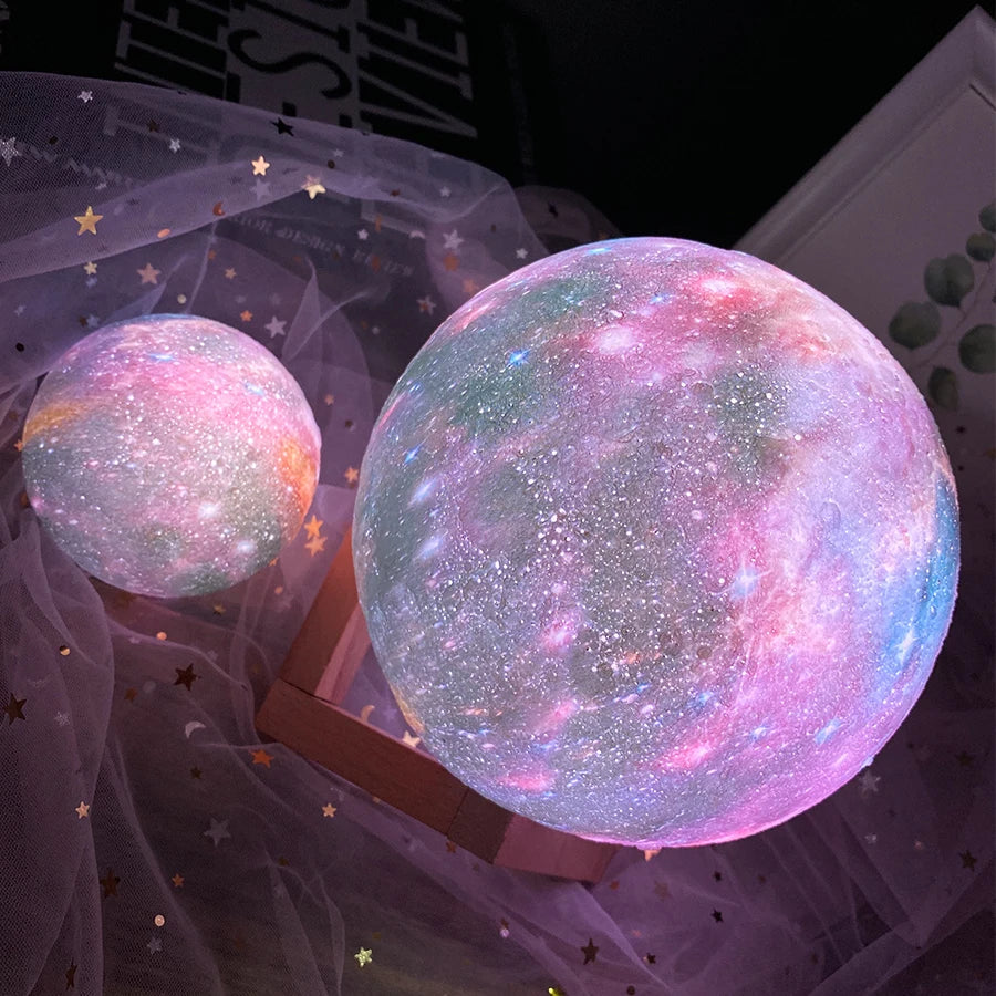 3D Printed Starry Moonlight Lamp – 16 Colors, Rechargeable Touch Night Light, Creative Gift - Bilankas.world