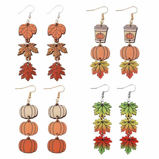 Autumn Thanksgiving Wooden Long Earrings: A Stylish and Seasonal Accessory - Bilankas.world