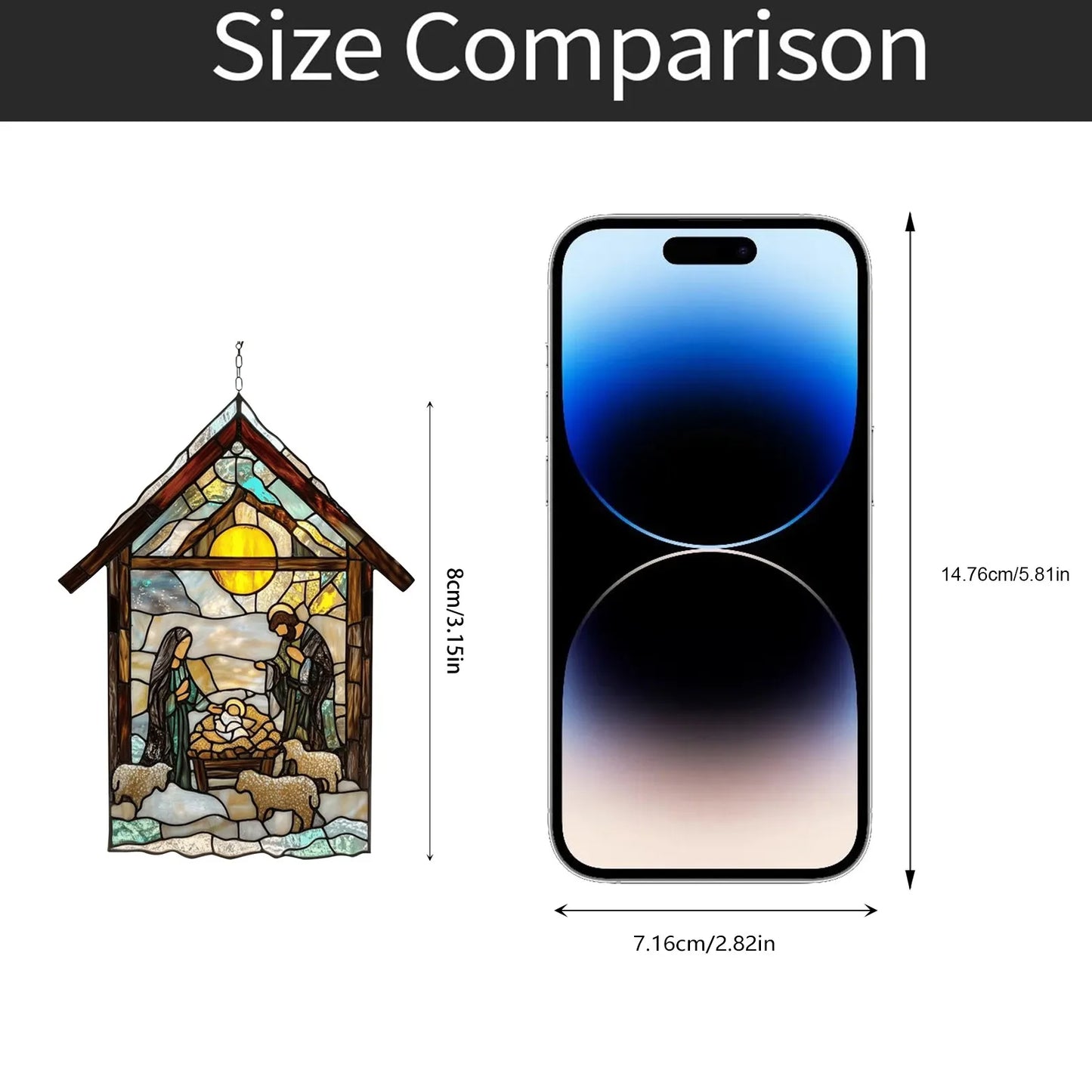 Charming 2D Acrylic Nativity Sun Catcher - Handmade Stained Glass Window Decoration