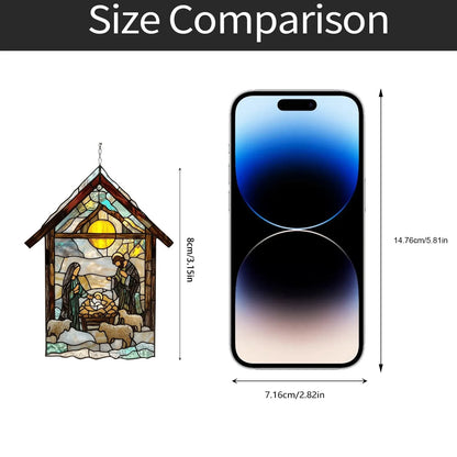 Charming 2D Acrylic Nativity Sun Catcher - Handmade Stained Glass Window Decoration